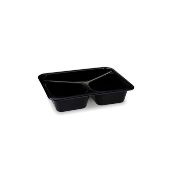 400 Stk. Mehrweg-Menüschale PP Reware Lunch 3-geteilt schwarz 227x178x49 mm 1040 ml